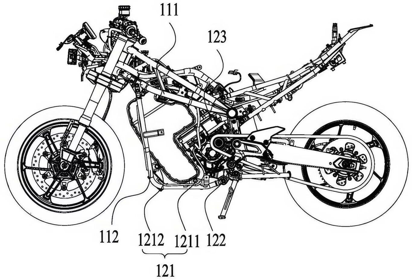 Moto Sur les images des brevets, la structure de la moto à combustion est conservée.