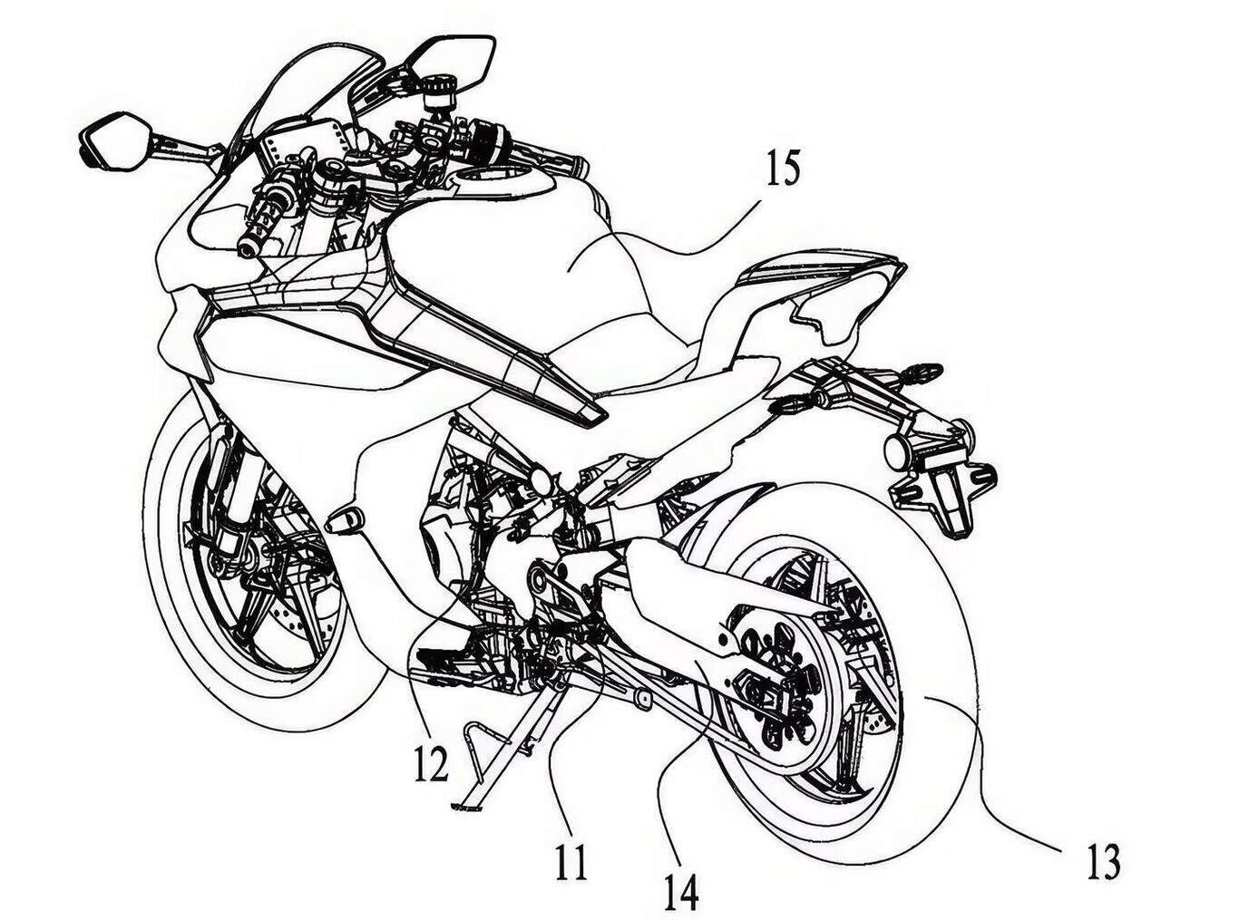 Moto Sur les images des brevets, la structure de la moto à combustion est conservée.