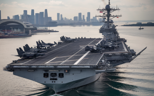 45 000 tonnes, 2 200 Marines à bord, F-35 embarqués sur l'USS Tripoli près de Singapour, ce cap surprend les experts